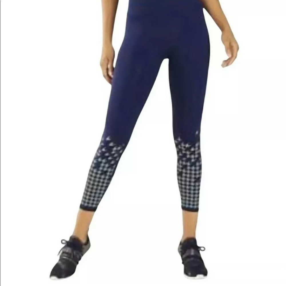 Fabletics Women's Ultracool Reflective Houndstooth Print Leggings Navy Medium